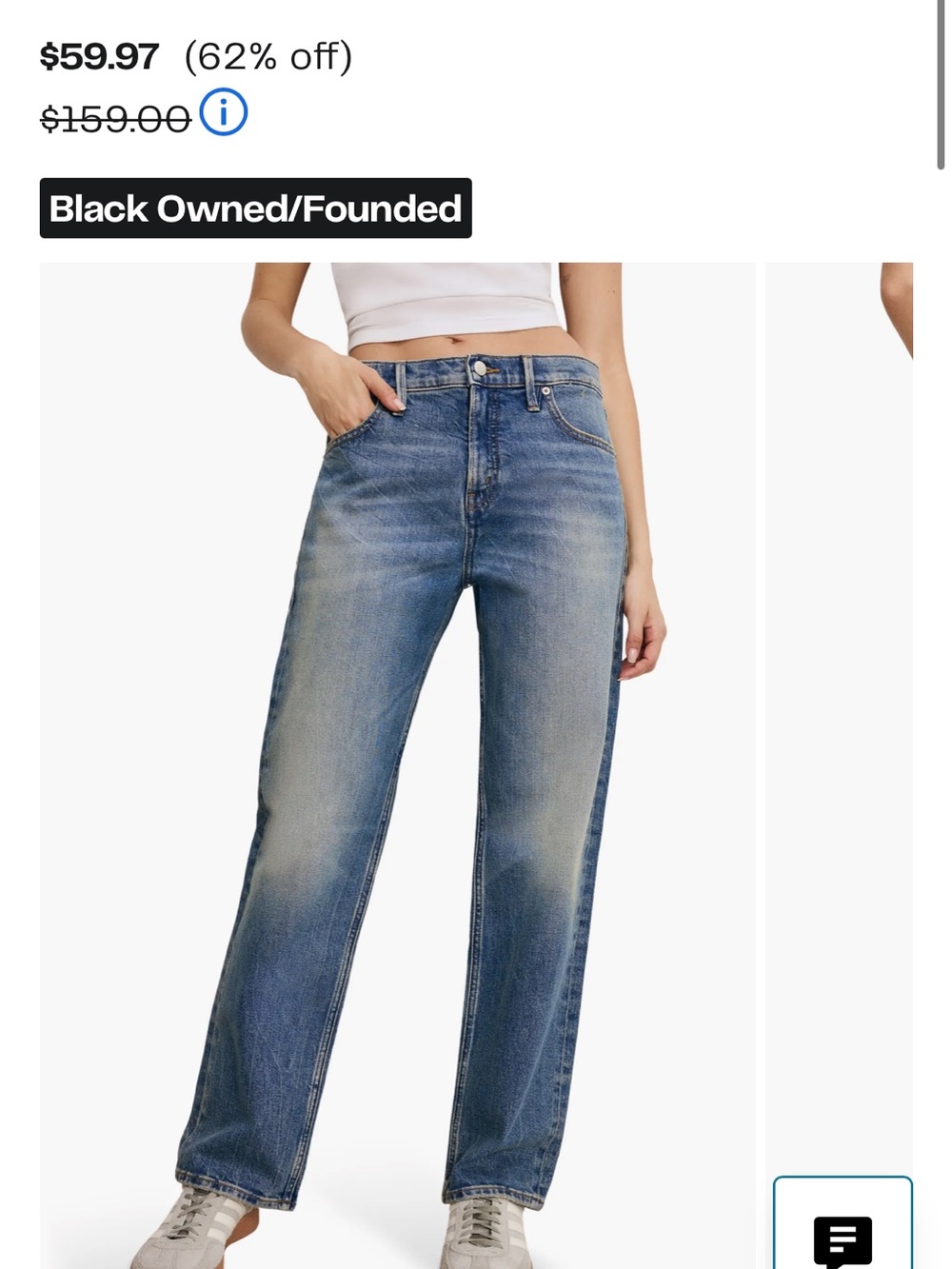 Good American Straight Leg Jeans in Faded Blue Wash